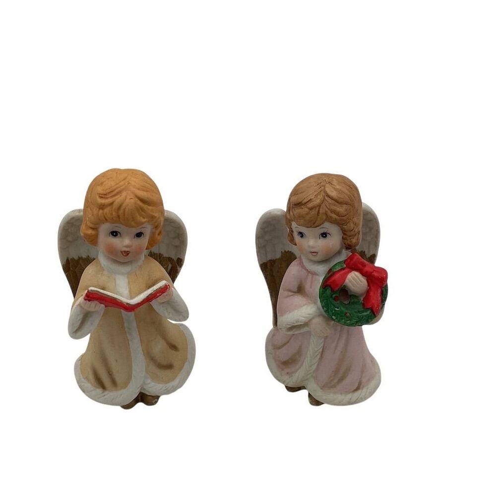 Vintage Christmas Angel Figurines Set of 2 Collectible‎ 3.5"